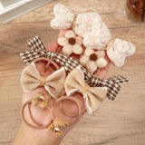 10Pcs/Set Girls Cartoon Hair Band Sweet Bow Hair Ties Elastic Rubber Band Princess Flower Scrunchies Kids Hair Accessories