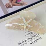 YHJ Starfish Hair Claw for Women Rhinestone Acetate Claw Clip Vacation Jewelry Hair Clip Trendy Claw Clips Hair Accessories