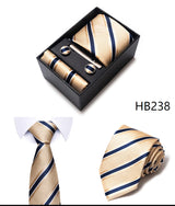 Tie For Men Brand New Style Wedding Gift Tie Pocket Squares Set Necktie Box Men Black Suit Accessories