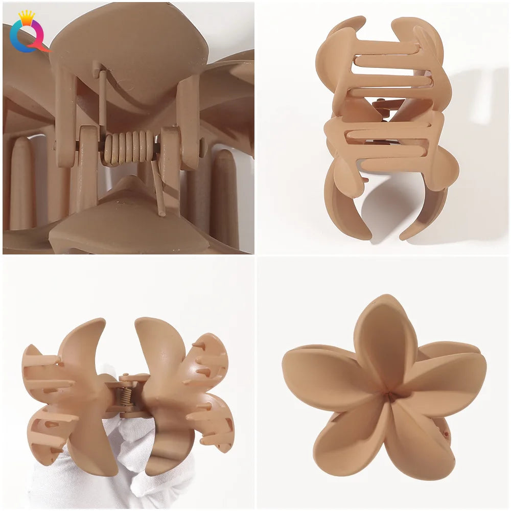 2Pcs Fashion Flower Hair Claws for Women Large Hair Clips Crab Clamps Frosted Ponytail Shark Clip Headdress Hair Accessories
