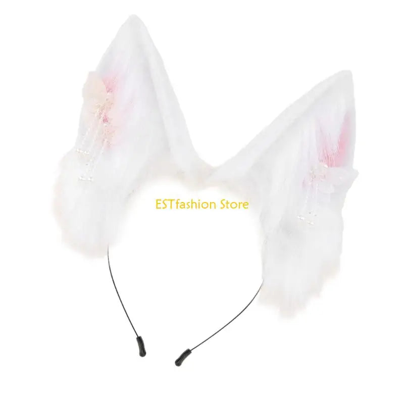 Y5GC Bendable Cats Ear Hairband Plush Animal Ear Hairband For Anime Enthusiasts Roleplay and Halloween Party DressingUp Props