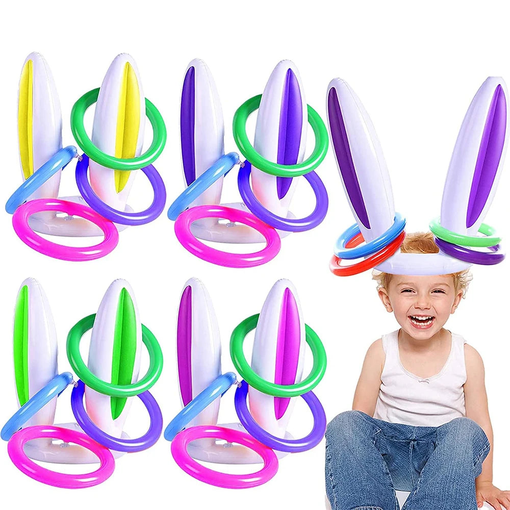 Fun Easter Throwing Game Inflatable Bunny Egg Rabbit Ears Hat Toss Game Kids Halloween Party Decor Favors Indoors Outdoors Games