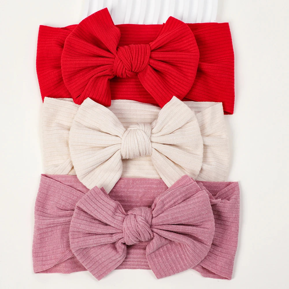 3Pcs/Lot Knit Baby Headband Bow Newborn Elastic Soft Nylon Headbands For Baby Girl Turban Infant Hair Accessories Kids Headwear