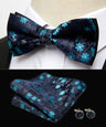 HUISHI Classic Blue Bowties For Men  Paisley Floral Bow Tie Pocket Square Cufflinks Suit Set Wedding Party Plaid Solid Butterfly