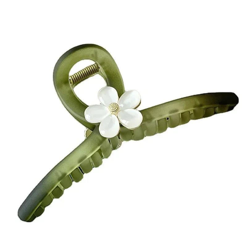 Fashion Flower Clamping Clip for Women Large Premium Sense Clip for Headwear Hairpin Temperament Back Spoon Pan Hair Shark Clip