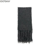 IOOTIANY New Winter Wool Warm Scarf Wool Blend Circular Yarn Knitted Scarve Women Solid Colour Minimalist Flow Shawl