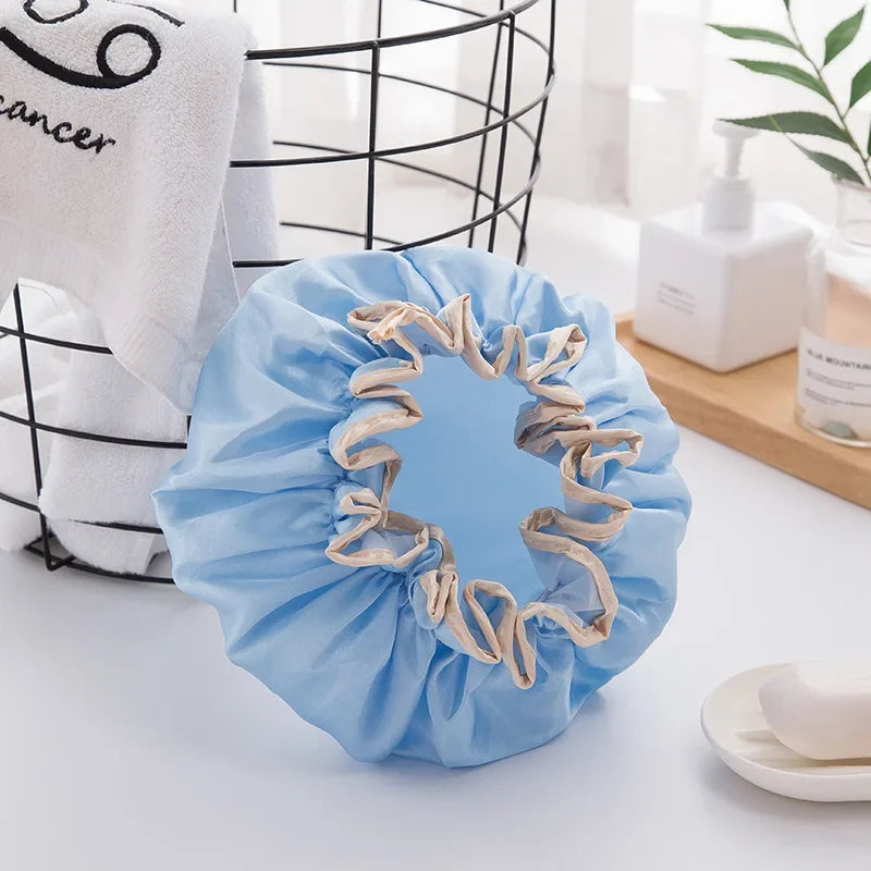 1Pcs Women's Elastic Band Satin Silky Bonnet Sleep Cap Hair Care Hair Dryers Female Hair Protect Bonnet Nightcap Satin Bath Cap