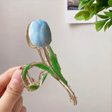 New Tulip Hair Claw Flower grace Shark Clip Headdress Vintage Ponytail Claw Clip Trendy sweet HAIR CLIP FOR GIRL Hair Jewelry