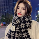 Artificial Wool Imitation Cashmere Shawl Warm Knitting Tassel Plaid Design Scarf Thicken Warm Neckerchief