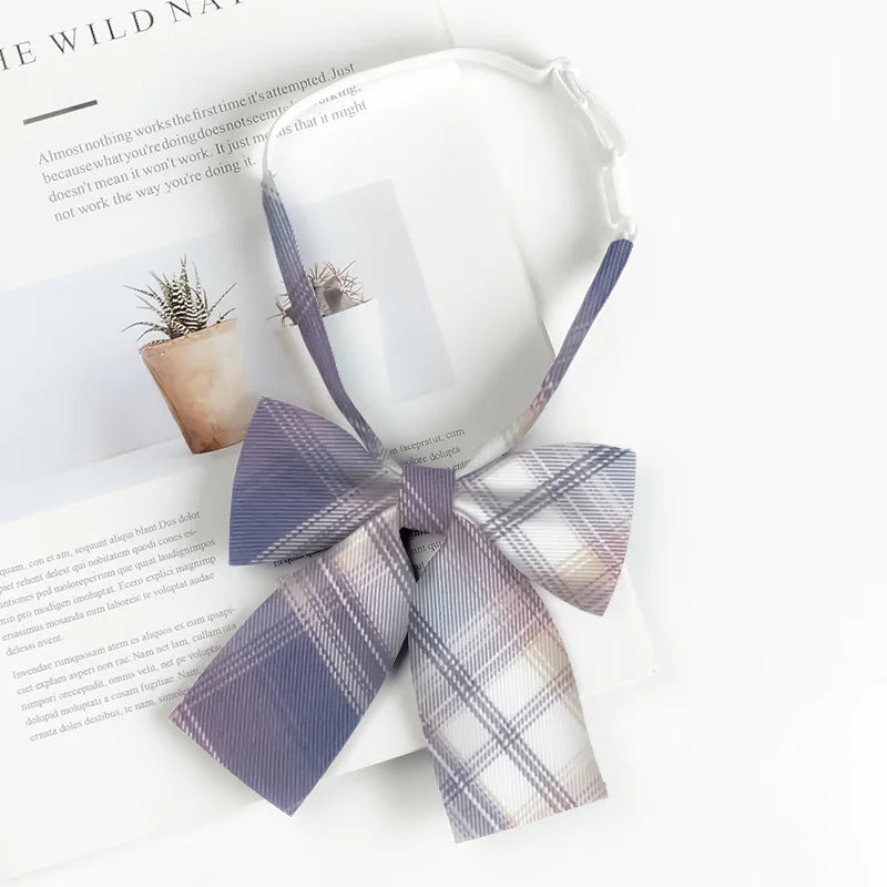 Fashion JK Bowtie Women College Student Collar Tie Cotton Plaid Bowknot Lolita Girls Adjustable Butterfly Anime Cosplay Cravat