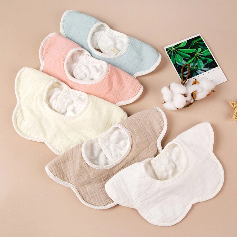 Solid Colour Flower Shape Baby Bib Flower Shape Cotton Gauze Muslin Newborn Feeding Burp Cloth Baby Girl Boy Saliva Towel Scarf