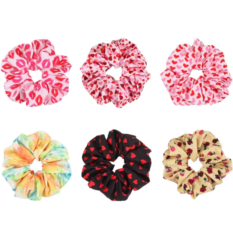 Valentines Hair Ties Heart Hair Scrunchies Elastics Hair Band Ponytail Hair Ropes for Women Girl Valentines Day Hair Accessories