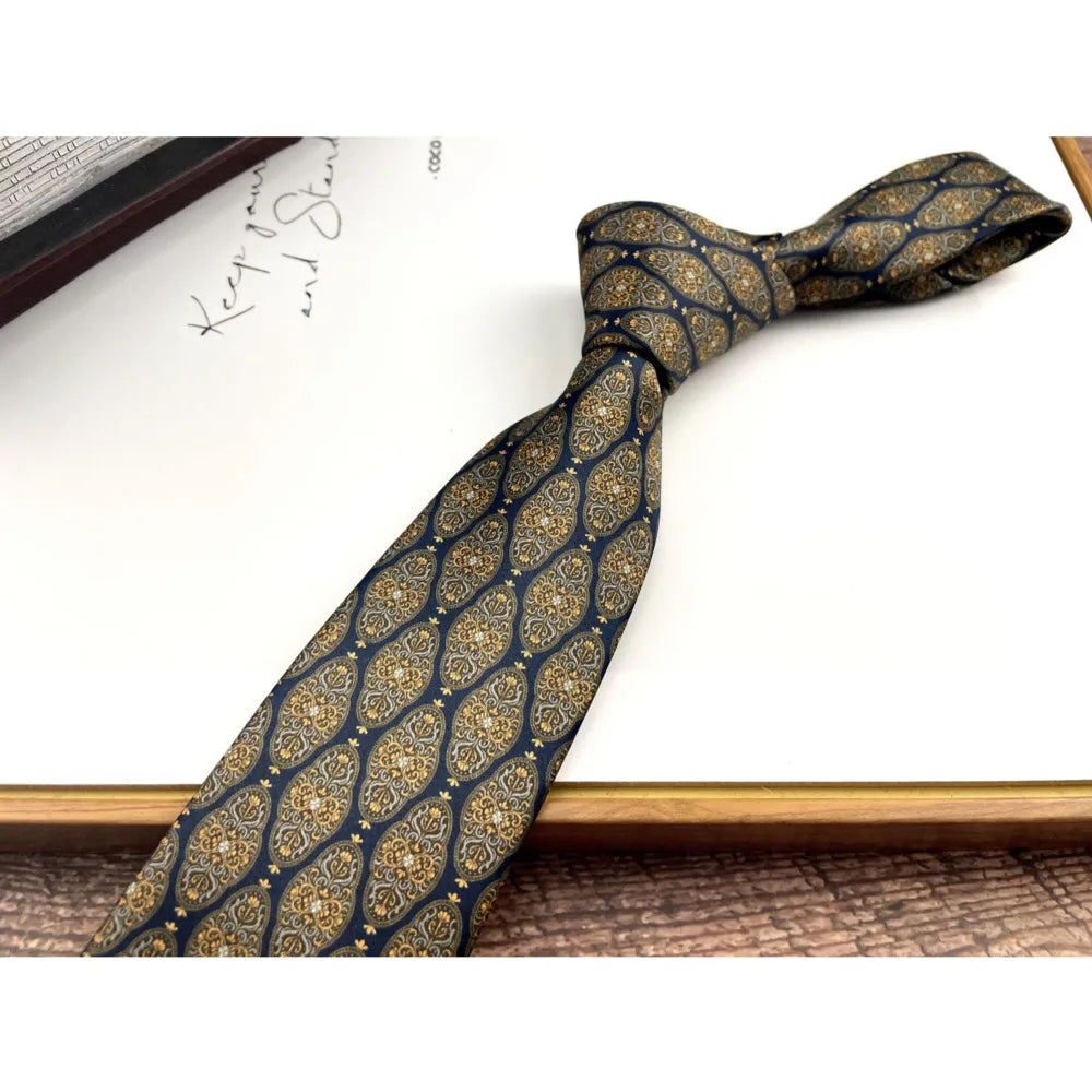 Fashion 8CM Wdith Brown Neckties Vintage Retro Flower Printed Ties For Adult Mens Casual Daily Neckwear Wedding Party Cravate