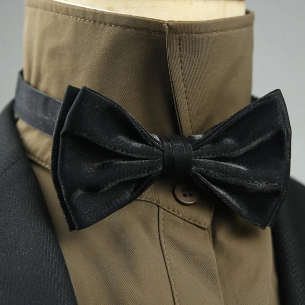 4 Styles Solid Color Black White Wine Bow Ties New Ribbon Gilded Butterfly Double Layered Wedding Party Bowknot Tuxedo Cravat