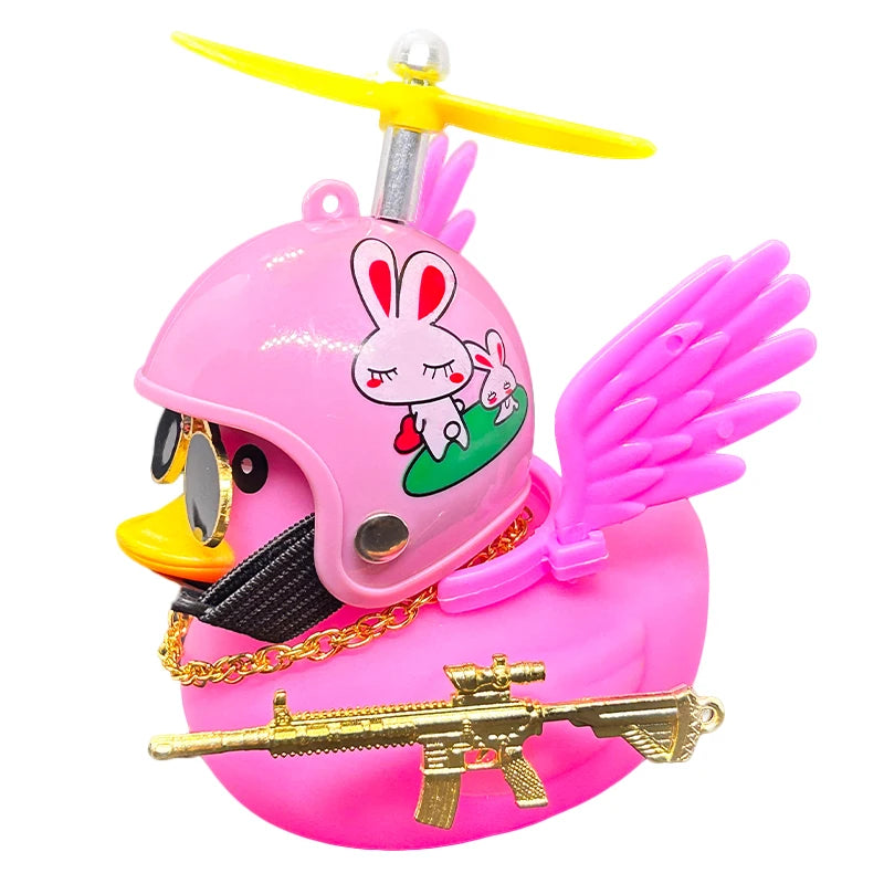 Car Duck Auto Interior Decoration Car Ornaments Rubber Duck With Helmet Bicycle Road Bike Motor Kids Toy Bike Accessories