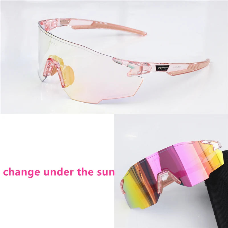1 Lens NRC Cycling Sunglasses UV400 TR90 Sports Bicycle Glasses MTB Mountain Bike Fishing Hiking Riding Eyewear for Men Women