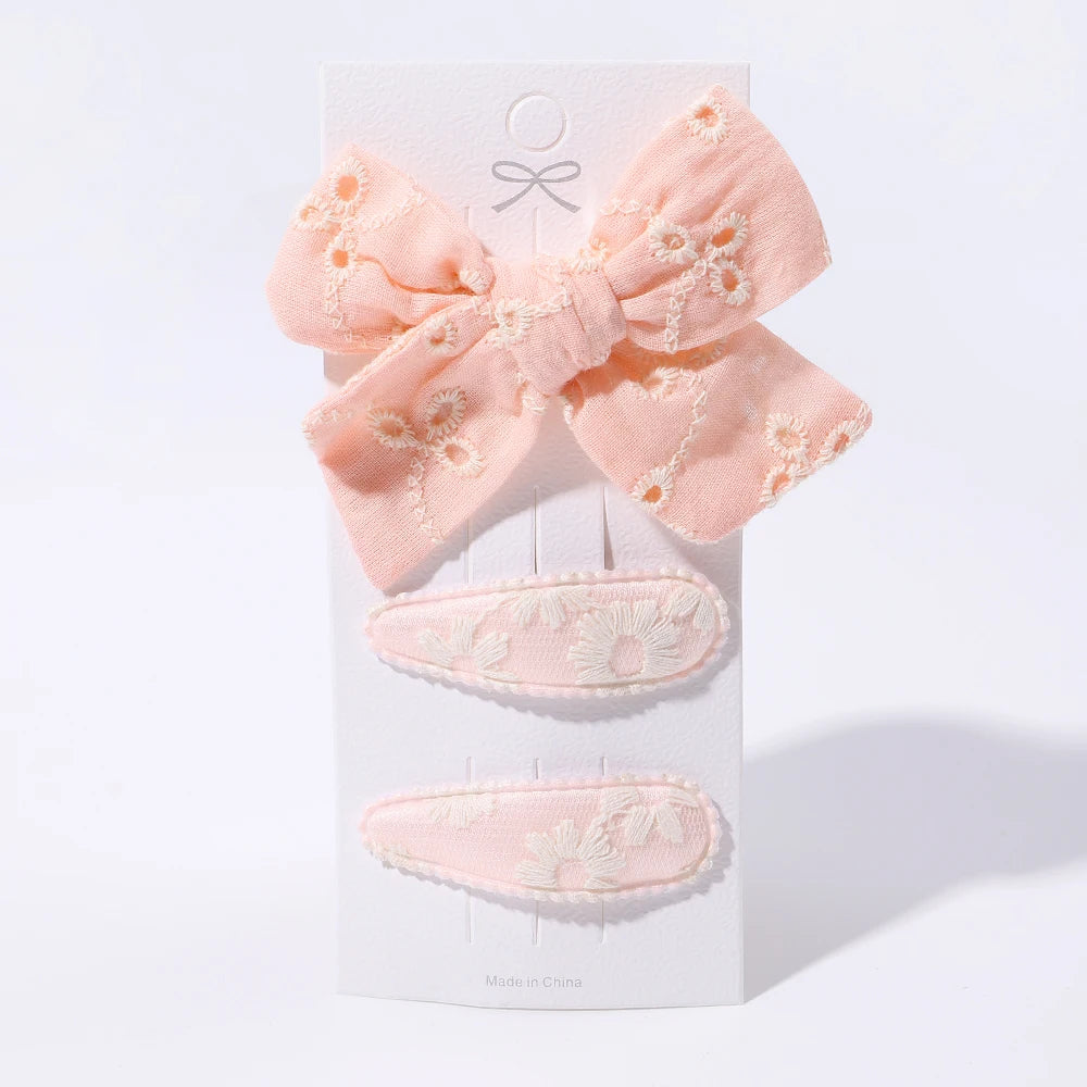 10Pcs/set 2.2'' Printed Embroidery Waterdrop Shape Hair Clips For Cute Girls BB Hairpin Barrettes Headwear Kids Hair Accessories