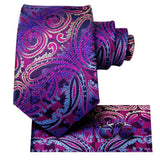 Hi-Tie Designer Purple Solid Paisley Silk Wedding Tie For Men Quality Hanky Cufflink Men Gift Necktie Set Fashion Dropshipping