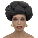 Exaggerated Big Braid Head Band African Raw Silk Turban Cap for Women Nigeria Wedding Party Headpiece Female Headband