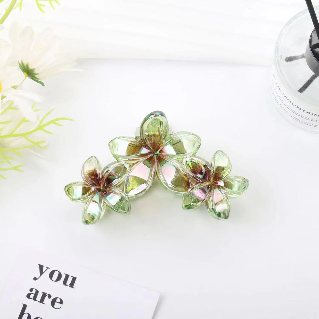 3 Head Plumeria Hair Clips Frangipani Flower Hair Claw Clip Trendy Crab Hair Claw Barrettes Hair Accessories For Girls