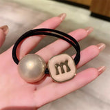 Fashion Pearl High Elastics Hair Ties for Women Girl Letter M Exquisite Hair Rope Non-slip Ponytail Hair Rubber Band Accessories