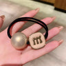 Fashion Pearl High Elastics Hair Ties for Women Girl Letter M Exquisite Hair Rope Non-slip Ponytail Hair Rubber Band Accessories