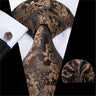 Hi-Tie Elegant Mens Necktie Black Gold Striped Paisley Silk Wedding Nicktie For Men Hanky Cufflinks Business Party Dropshipping