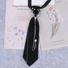 Hand Made Black Ribbon Tie Crystal Rhinestone Jewelry Men White Shirts College Girl Boys Collar Neck Ties Uniform Women Necktie