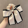 Chouchous pour cheveux coréens noirs avec nœud en soie pour femmes, élégants, élastiques, queue de cheval, accessoires pour cheveux