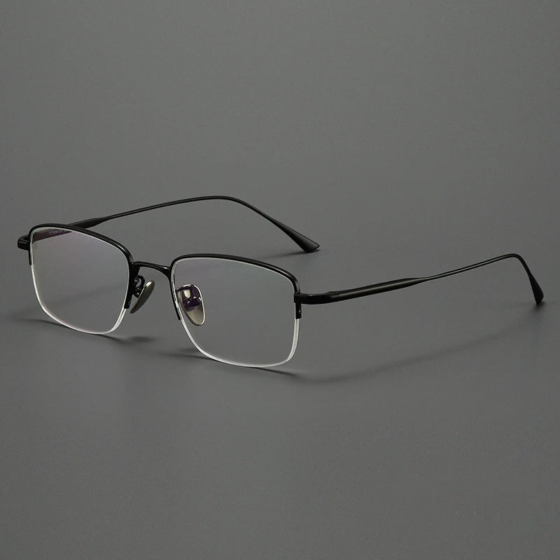 Lzabella New Men's Half Frame Glasses Business Casual Pure Titanium Frame Fashionable And Trendy Prescription Glasses 1906