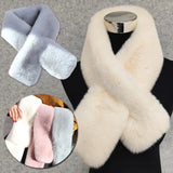 Casual Imitation Bunny Hair Scarf Solid Colour Faux Fur Collar Plush Knitted Scarves Winter Warm Thicken Neckerchief Accessories