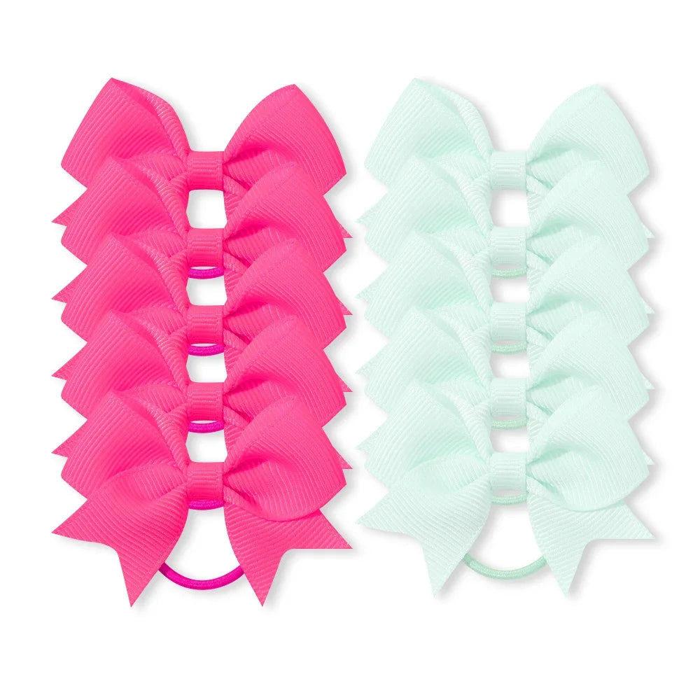 10Pcs/lot Grosgrain Ribbon Pigtail Hair Bows Elastic Hair Ties Hair Bands Holders Girls Baby Hair Accessories for Baby Infants