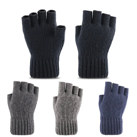 Thicken Wool Fingerless Knitted Gloves Men/Women Warm Stretch Elastic Solid Winter Outdoor Half Finger Gloves Cycling accessory