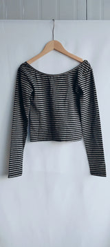 KUSAHIKI Sexy Retro Stripes Korean Versatile Slim Fit Long Sleeved Round Neck Base Shirt Short Spicy Girl Y2k Top 2024 New