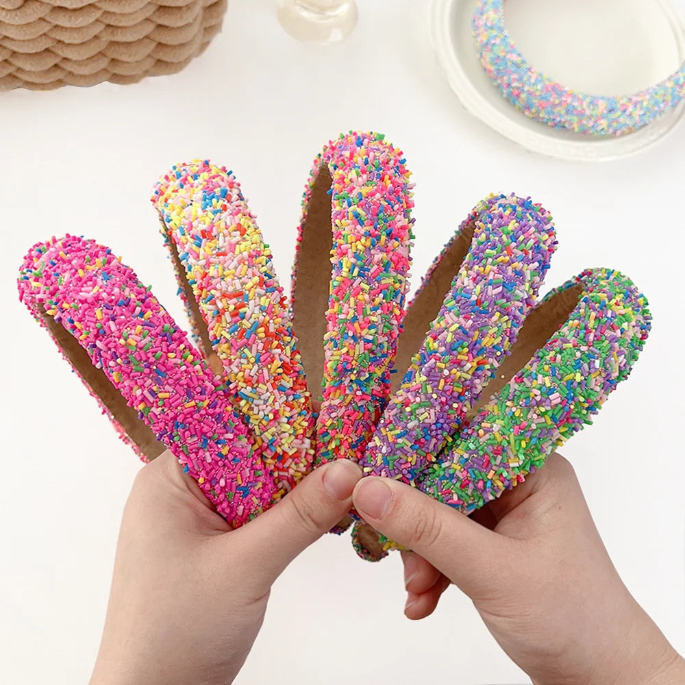Sweet Donut Candy-Colored Wide Edge Headband for Girls Women Hairband Adult Fashion Hair Headwear Party Jewley Accessories