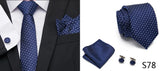 Luxury Tie Handkerchief Pocket Squares Cufflink Set Necktie For Men Blue Red Clothing Accessories