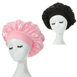 2PCS Milk Imitation Silk Wide Brim Satin Cloth Women's Hair Hat Bonnet Elastic Band Headwear bonnets for women