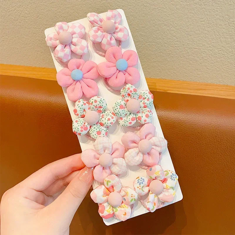 10 Pcs/Set New Baby Girl Cute Colors Flower Hair Bands Ponytail Holder Chilren Soft Scrunchies Rubber Kids Hair Accessories