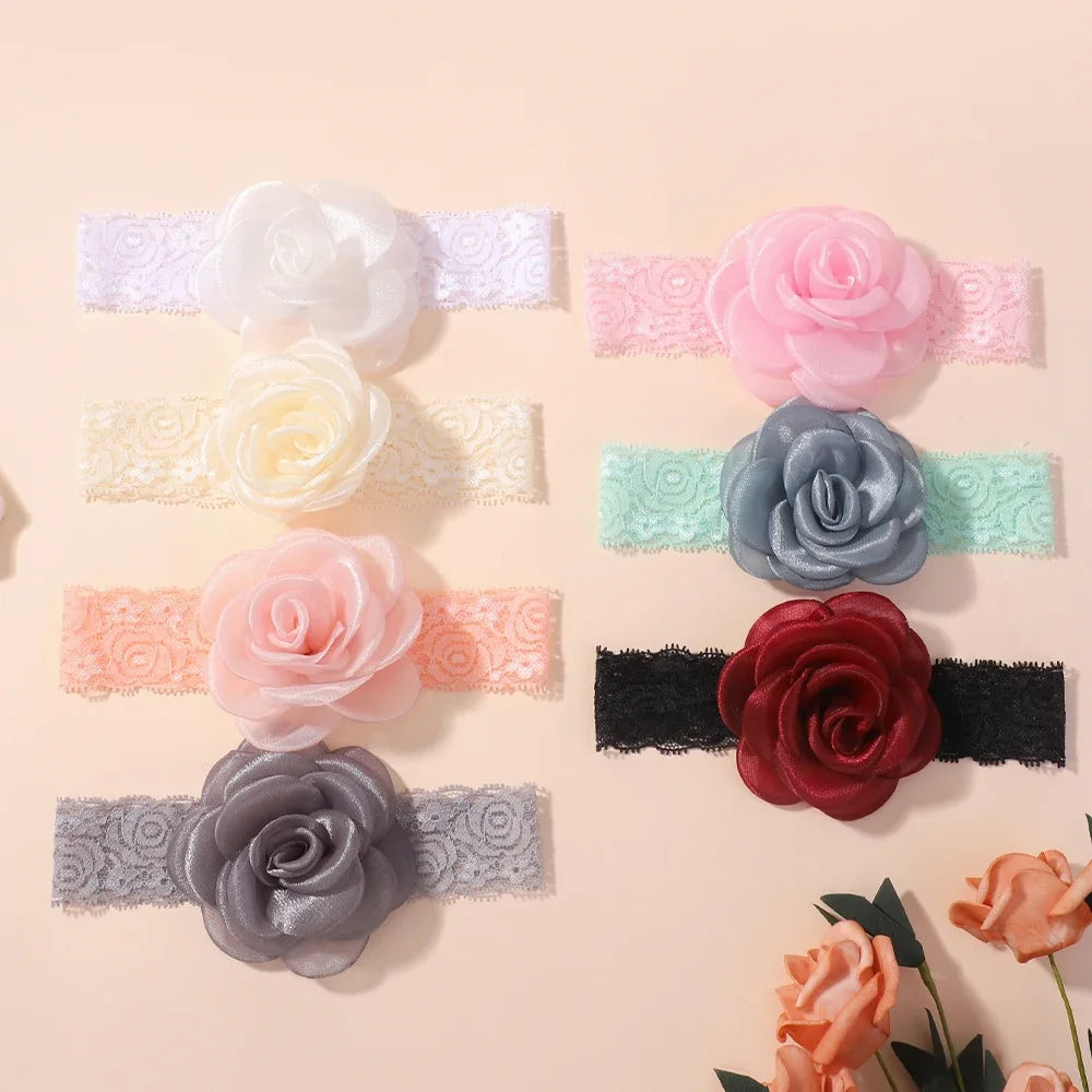 1Pc Baby Nylon Headscarf Astique Suitable Newborn Girl Flower Handmade Headband Elastic Hairband Turban Toddler Hair Accessories