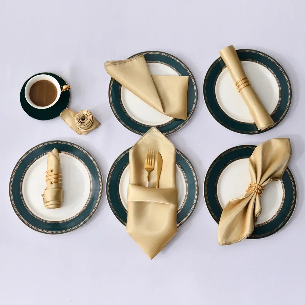12Pcs 30X30cm Satin Table Napkin Soft Handkerchief Romantic Wedding Banquet Square Table Napkins Dinner Party Decoration