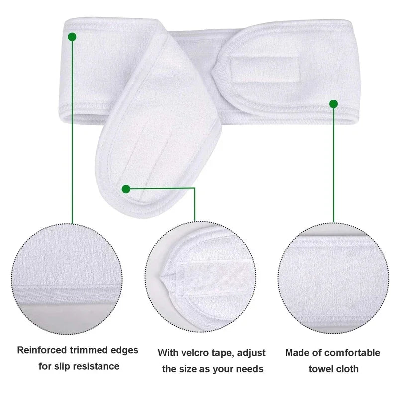 3pcs Women Soft Toweling Headbands Adjustable Sports Hairband Yoga Spa Bath Shower Wash Face Make Up Skincare Wide Head Band