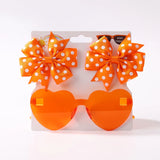 3Pcs/set Cute Solid Kids Dot Hairpin Colorful Heart Sun Glasses Set Girls Boutique Bowknot Hair Clips Children Hair Accessories