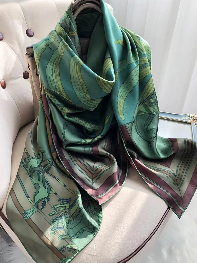 BYSIFA| Brand Green Pure Silk Scarf Femmes Foulard Spring Fall 100% Mulberry Silk Scarves Shawls Fall Winter Long Scarves Hijabs