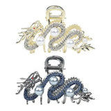 Blue Dragon Hairpin With Pearl Hair Claw Women Simple Hair Claw Hairpin Shark Clip Fashion Temperament Simple Hair Accessories