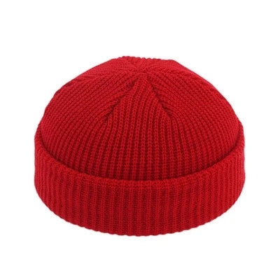 Unisex Autumn Warm Cap New Fashion Men's Beanie Winter Knit Hat Boy Skullcap Sailor Cap Cuffs Retro Navy Short Hat Solid Color