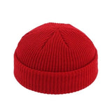 Unisex Autumn Warm Cap New Fashion Men's Beanie Winter Knit Hat Boy Skullcap Sailor Cap Cuffs Retro Navy Short Hat Solid Color