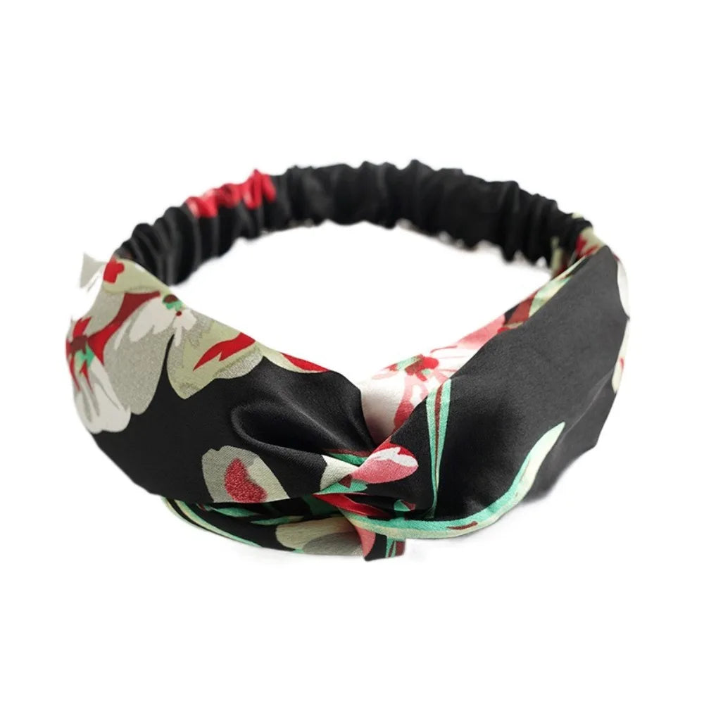 Fashion Headband Non Slip Bohemian Women Headwrap Vintage Cross Elastic Turban Headwear Print Yoga Hair Band Wide Hairband