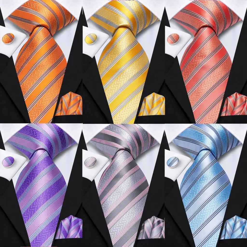 Ties for Men 2023 New Fashion Men's 8.5cm Groom Necktie Pocket Square Cufflinks Wedding Accessories Hi-Tie Designer Wholesale