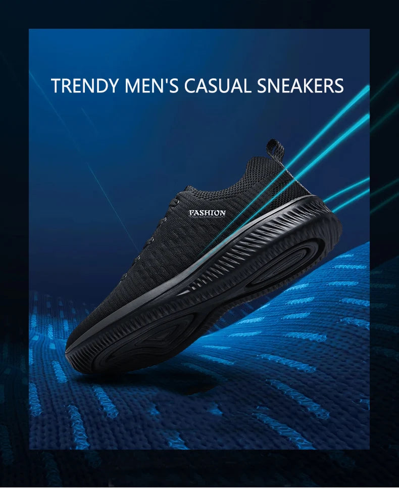 Men Running Sneakers Lightweight Athletic Shoes Classical Mesh Breathable Lace-up Outdoor Walking Shoes Male Tennis Shoes