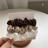 Silk Elastic Hair Bands Ponytail Holder Hair Tie Handmade White Black Coffee Hair Elastics 3Pcs Silky Satin Scrunchies Headwear